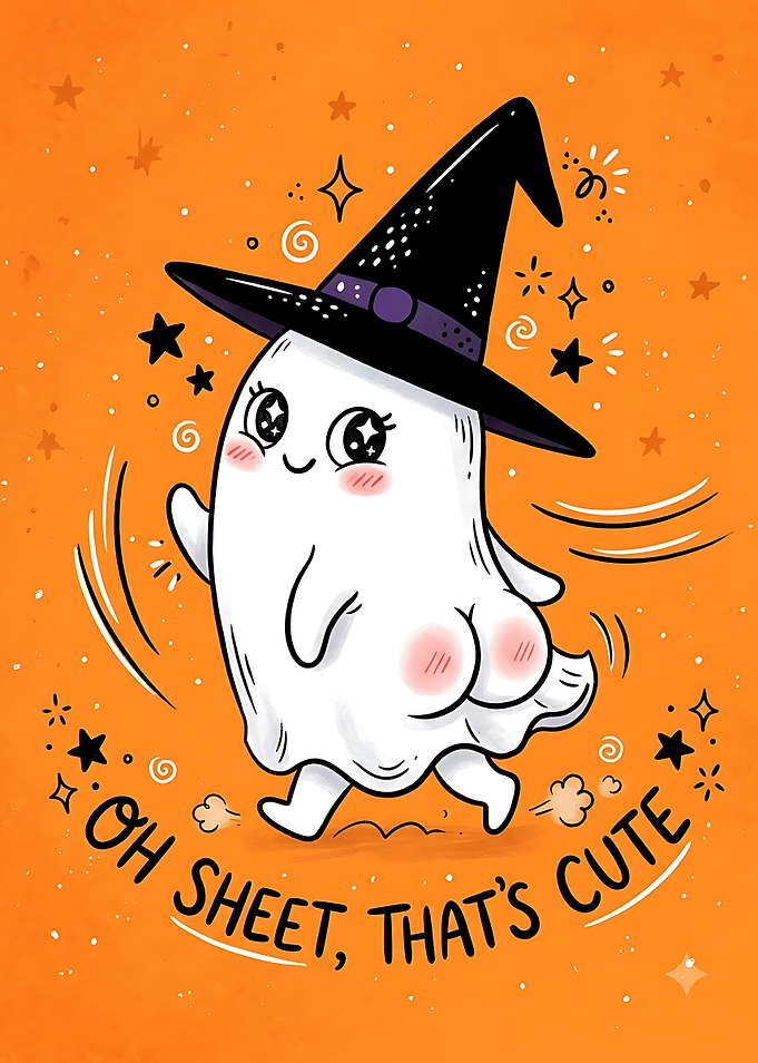 Cute Ghost Witch Halloween Illustration