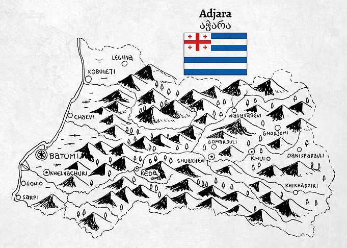 Hand Drawn Map of Adjara