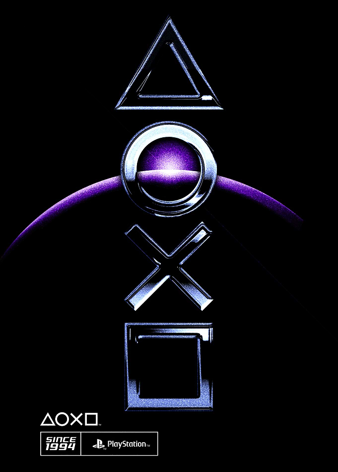 PlayStation - Chrome Buttons, Purple Glow