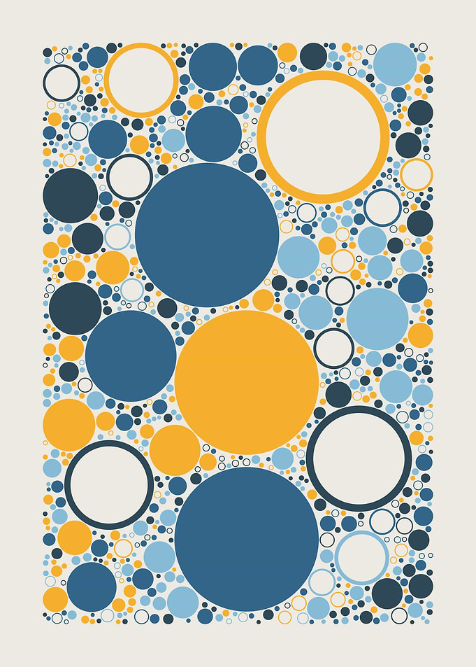 Navy Blue and Mustard Circles