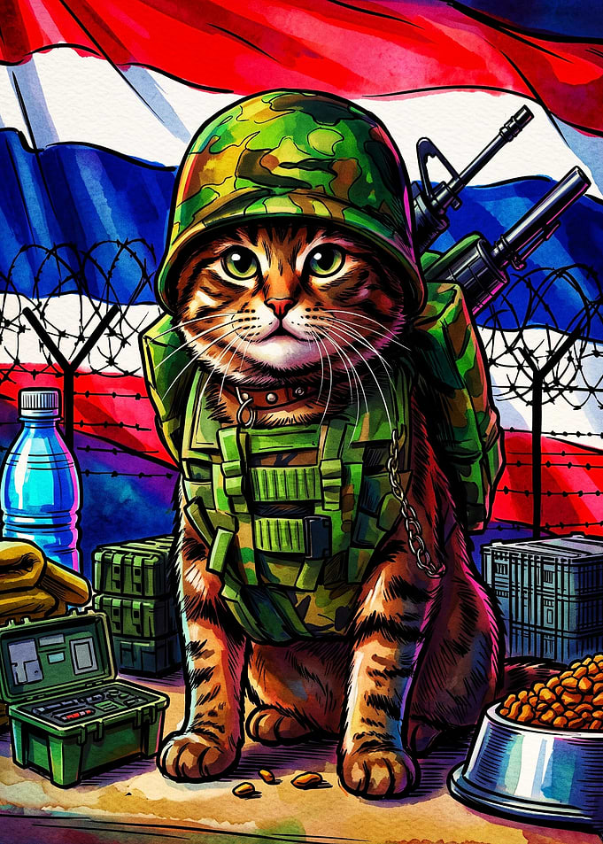 Military Cat Soldier Tactical Poste