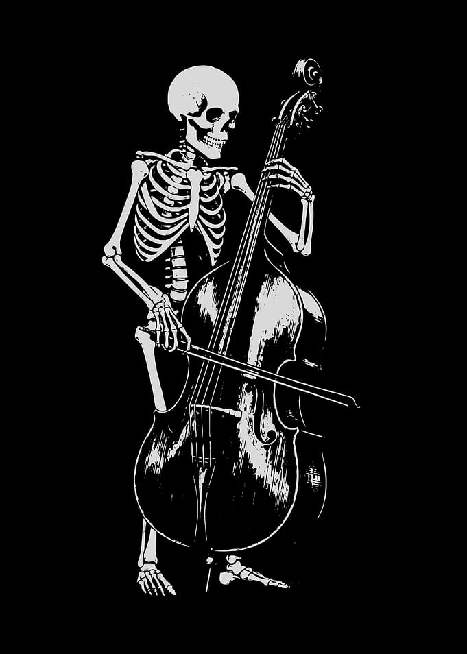 Skeleton Playing Double Bass