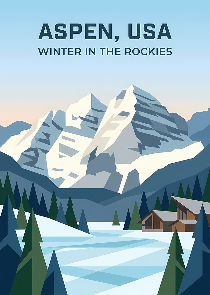 Aspen Winter Travel Poster