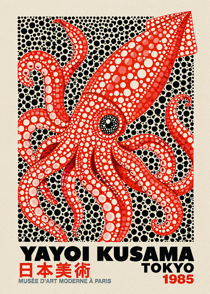 Yayoi Kusama Polka Dot Squid Poster