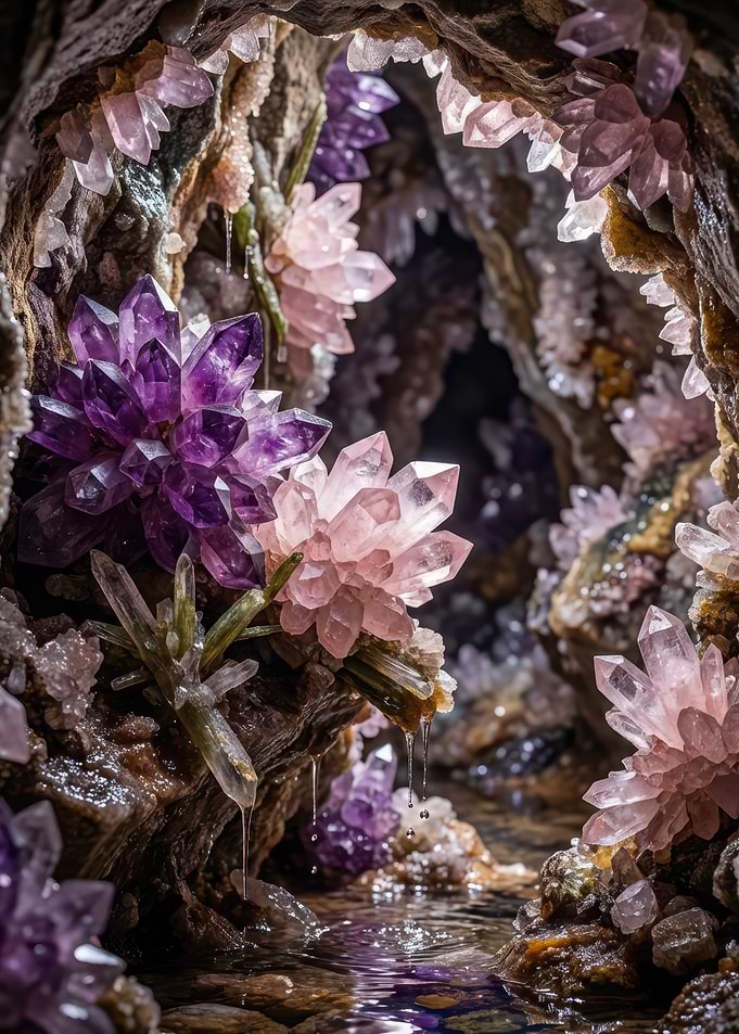 Enchanted Crystal Cave with Water