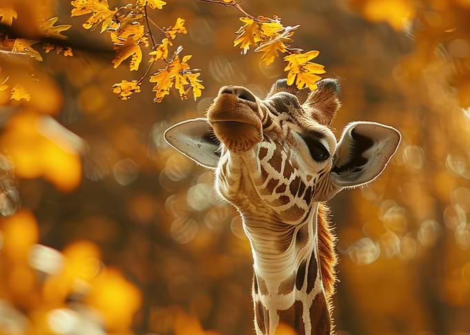 Giraffe in Autumn Foliage
