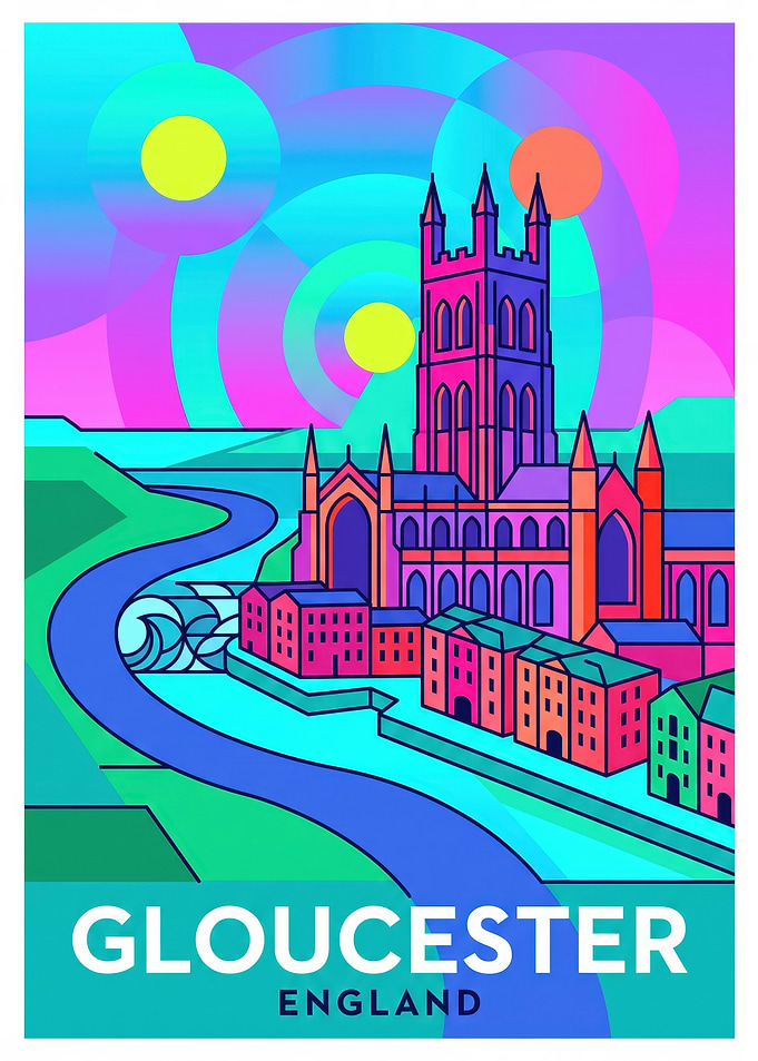 Gloucester England Travel Poster Art