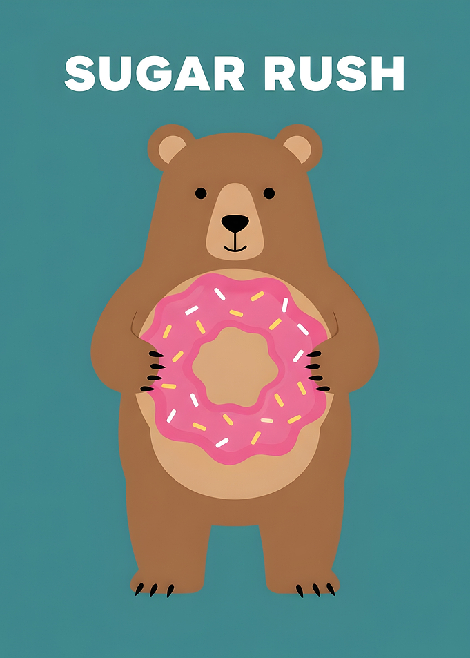 Cute Bear Holding a Donut