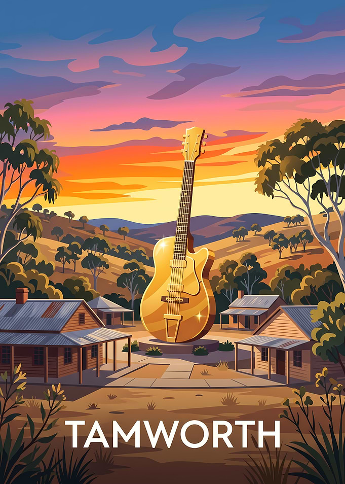 Tamworth Golden Guitar Travel Poster