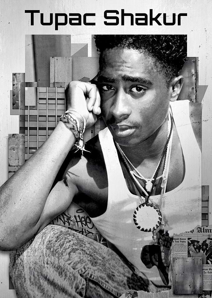 Tupac Shakur Black and White Poster