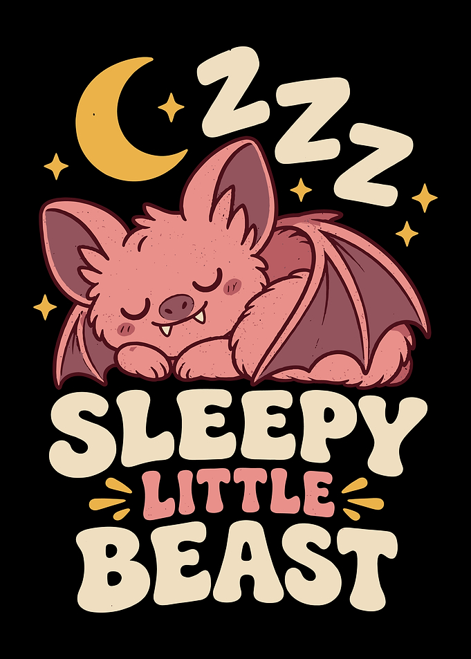 Sleepy Little Beast Bat Illustration