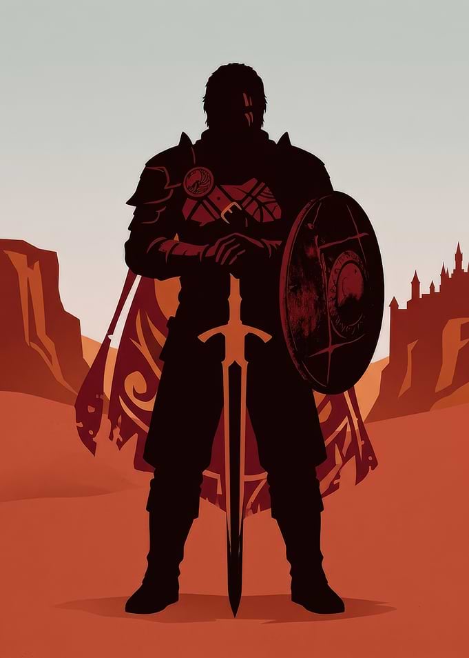 Crimson Desert Silhouette of a Fantasy Knight