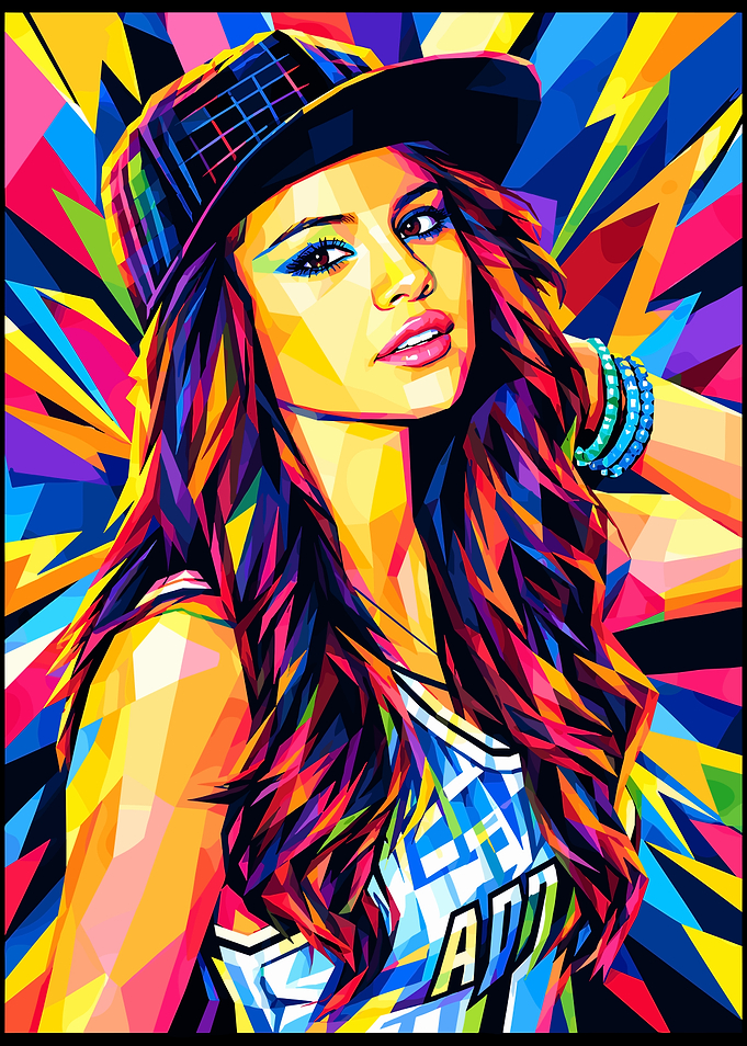 Colorful Pop Art Portrait of Selena Gomez