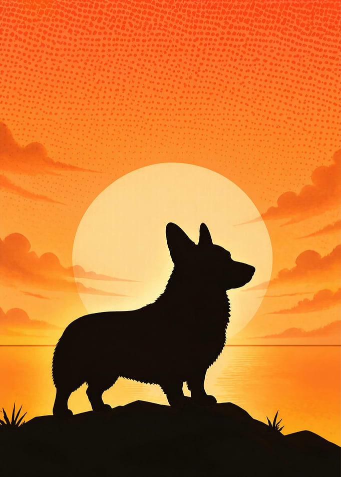 Corgi Silhouette at Sunset