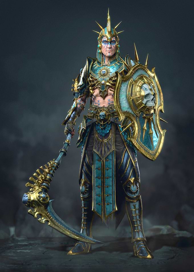 Undead Warrior with Scythe and Shield