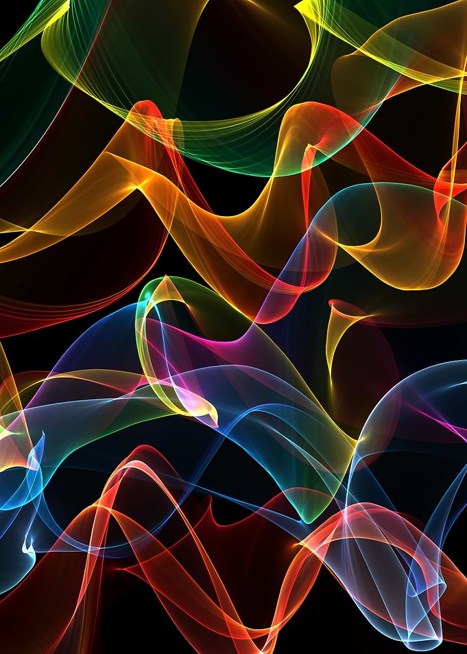 Abstract Colorful Neon Light Waves
