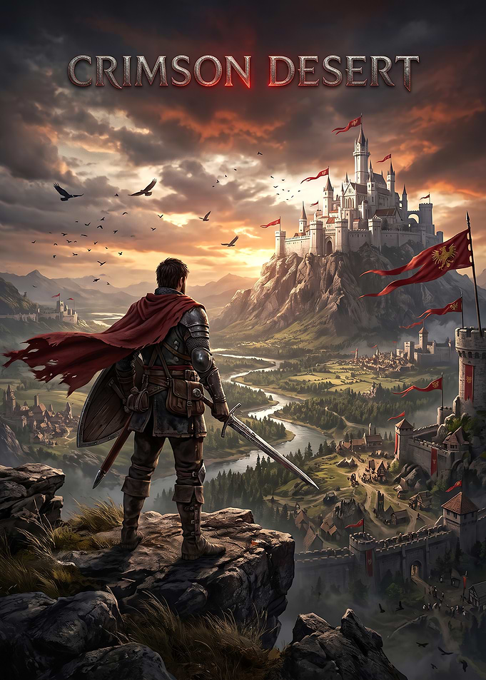 Crimson Desert Fantasy Game Poster