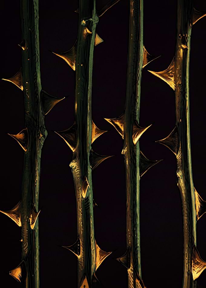 Golden Thorns on Dark Stems