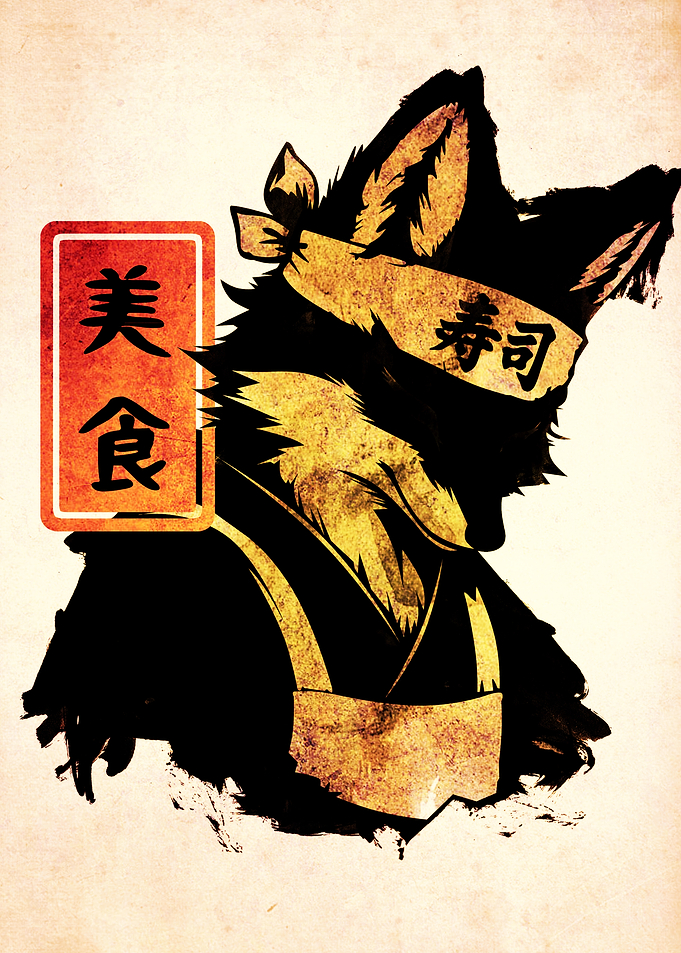 Sushi Chef Fox Illustration