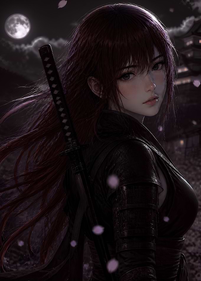 Anime Warrior Girl with Katana