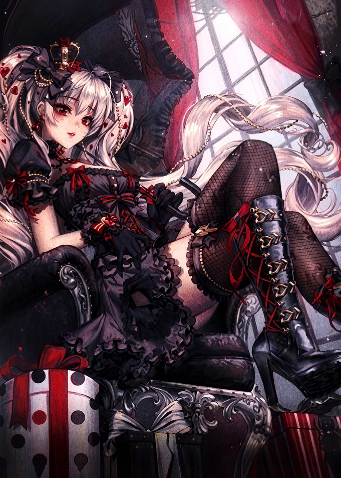 Gothic Lolita Queen on Throne