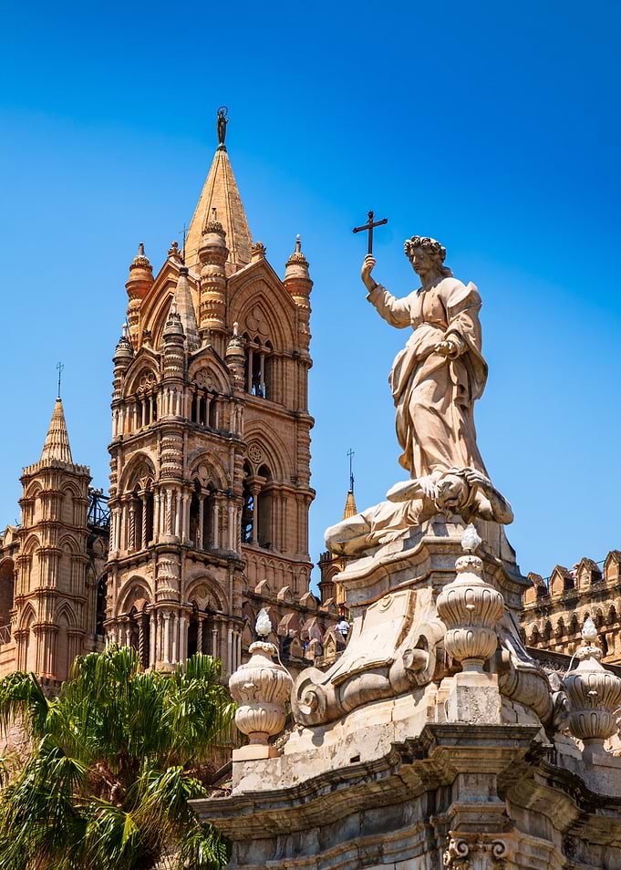 Palermo Cathedral and Religious Statue