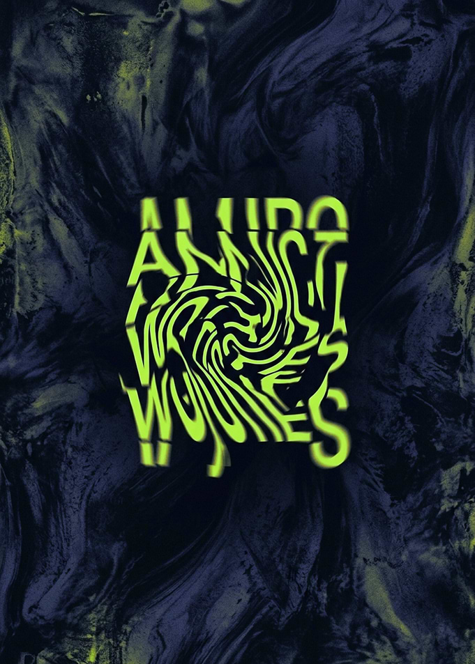 Abstract Neon Green Text Art