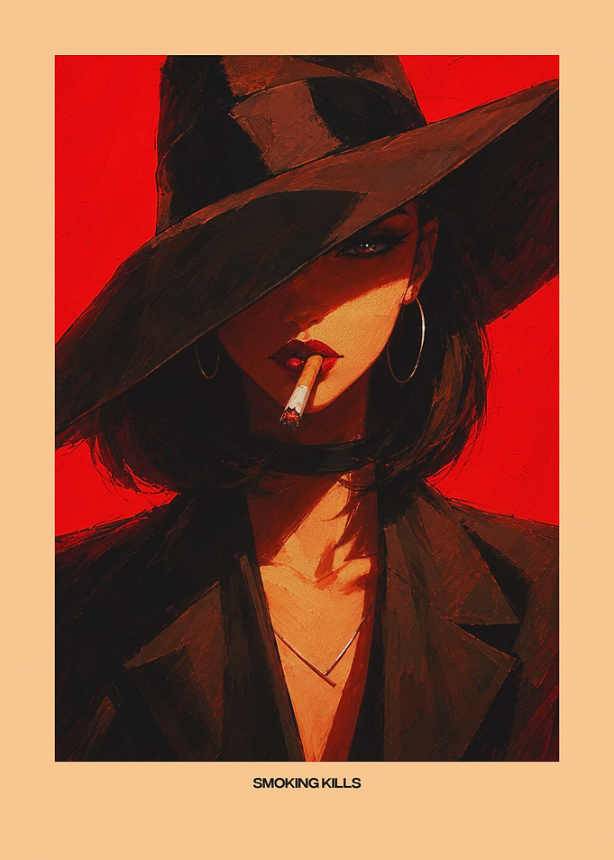 Stylish Woman Smoking Noir Portrait