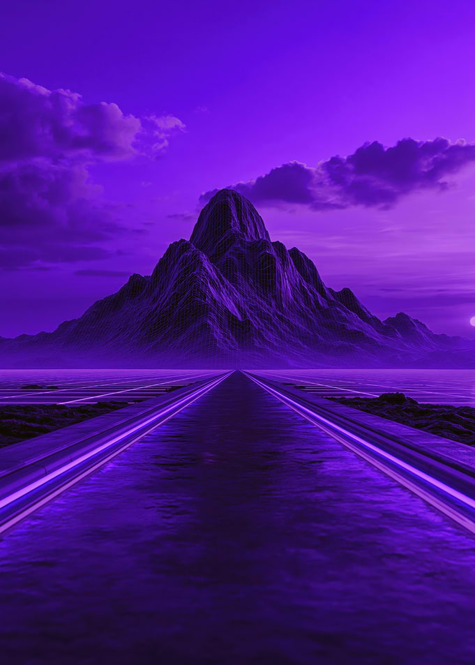 Purple Synthwave Mountain Landscape