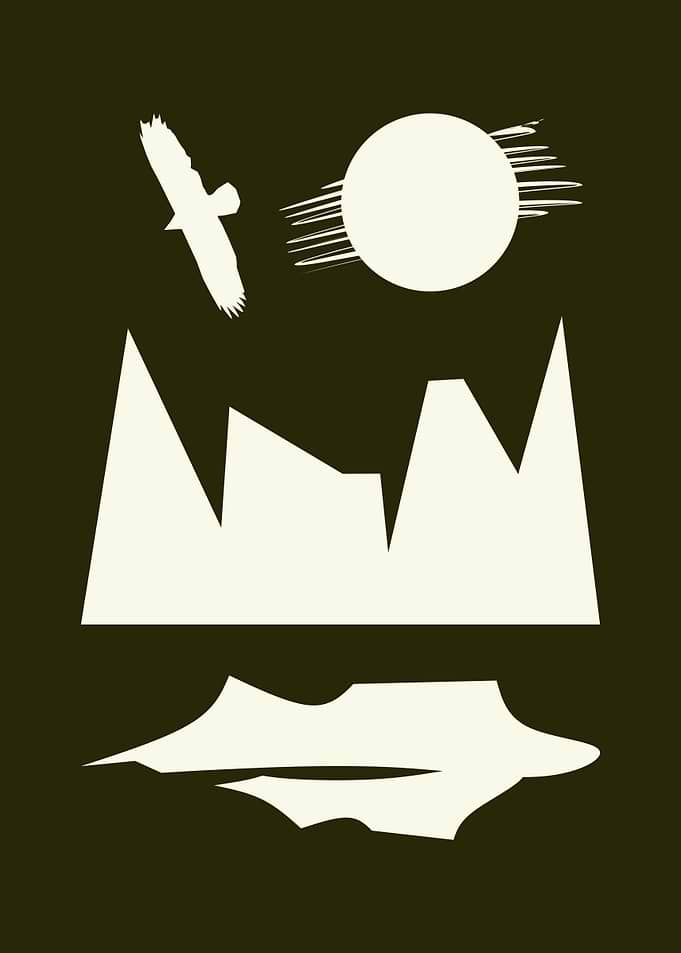 Minimalist Mountain Landscape with Eagle