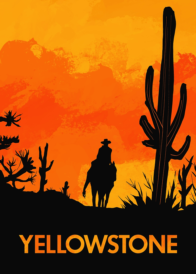 Yellowstone Western Silhouette Poster