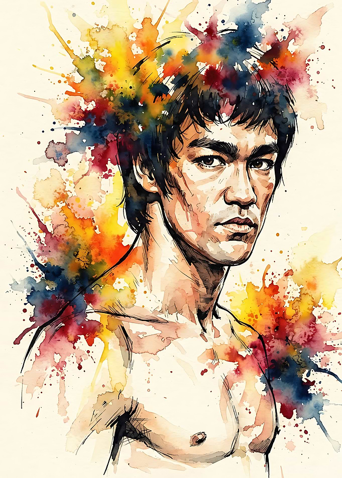 Bruce Lee Watercolor Portrait