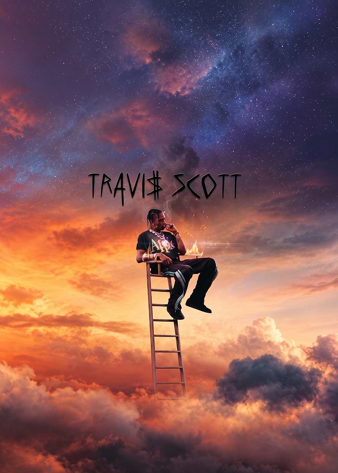 Travis Scott Sitting on Ladder Poster