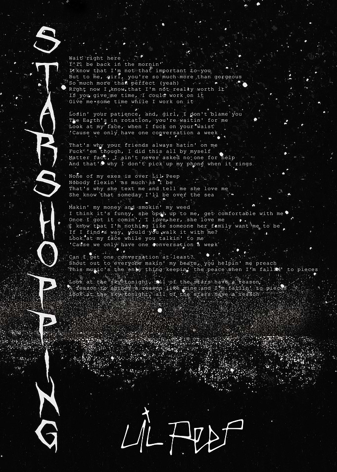 Lil Peep Star Shopping Lyrics Poster