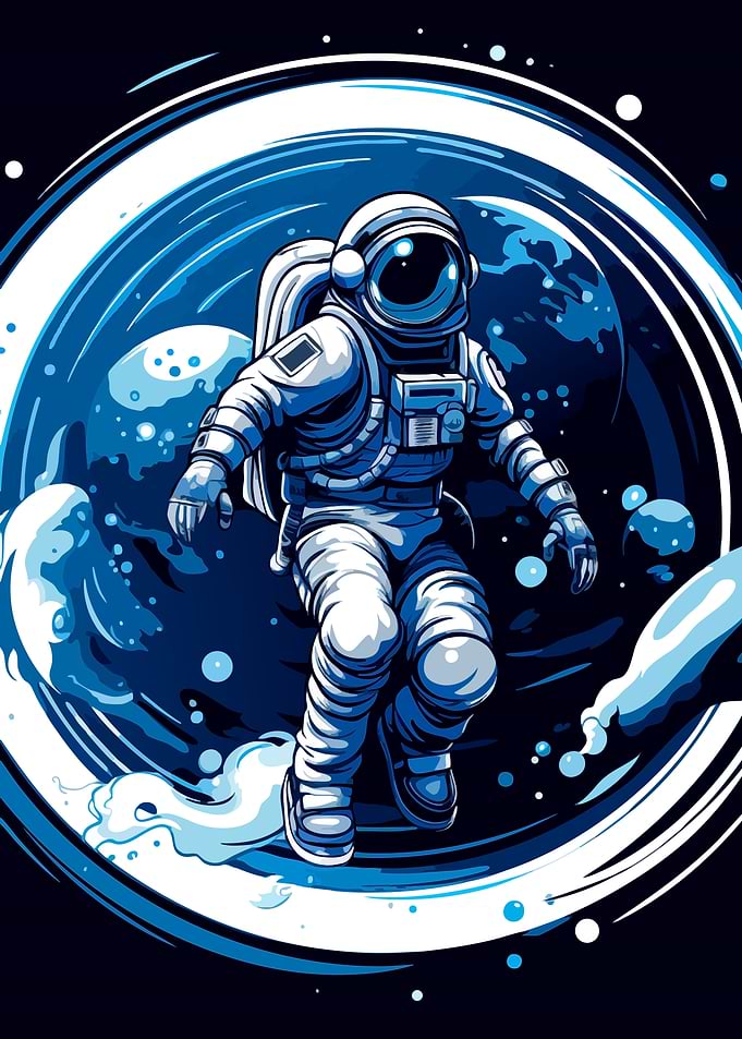 Astronaut Floating in Deep Space