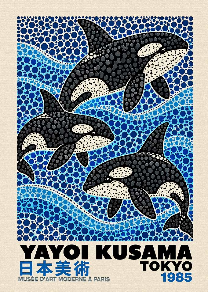 Yayoi Kusama Orca Polka Dot Poster