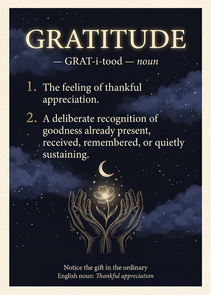 Gratitude Definition Inspirational Wall Art