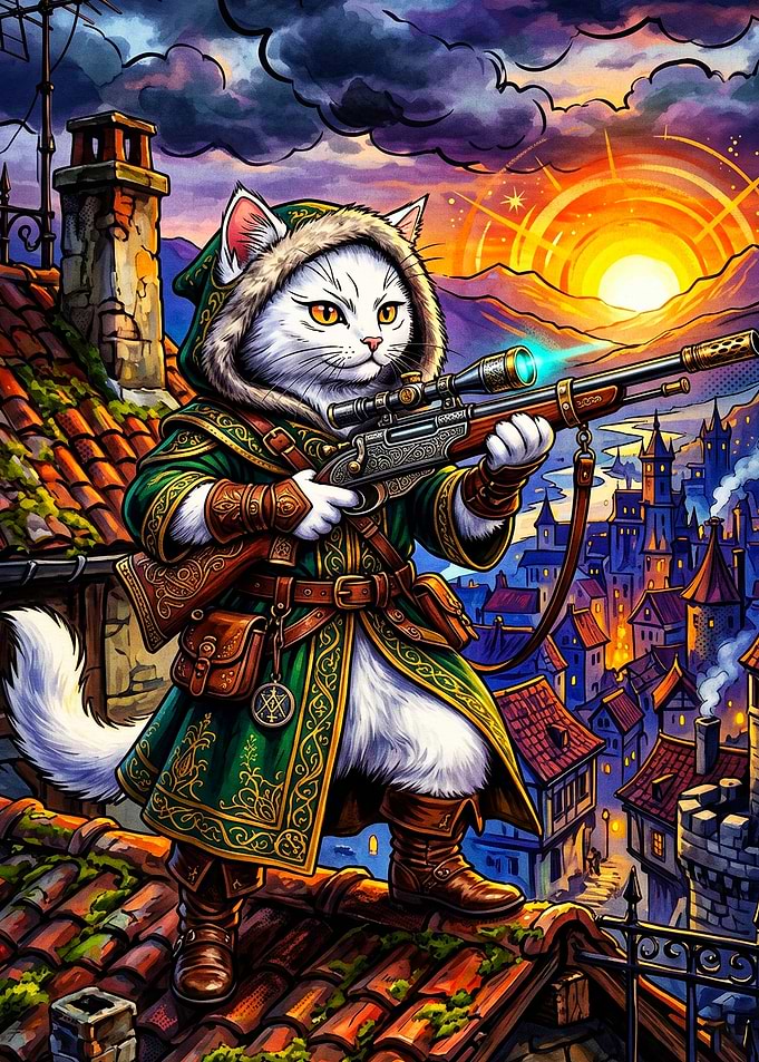 Cat Assassin Sniper Fantasy Art