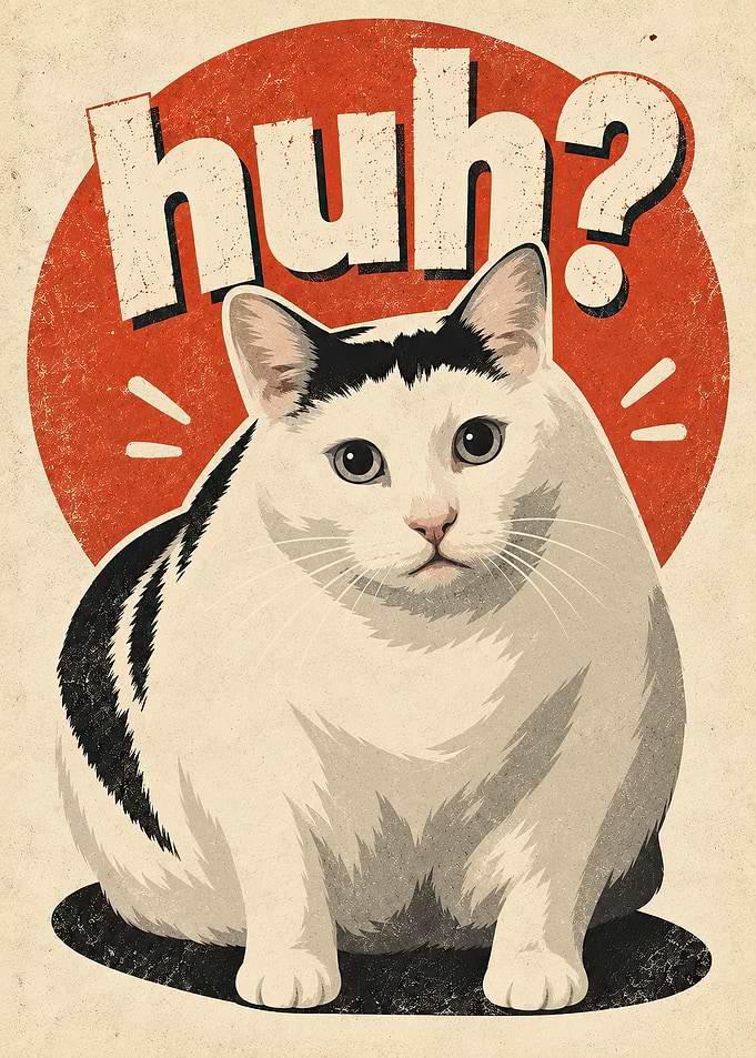Confused Huh Cat Retro Meme