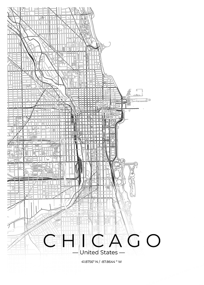 Minimalist Chicago City Map Print