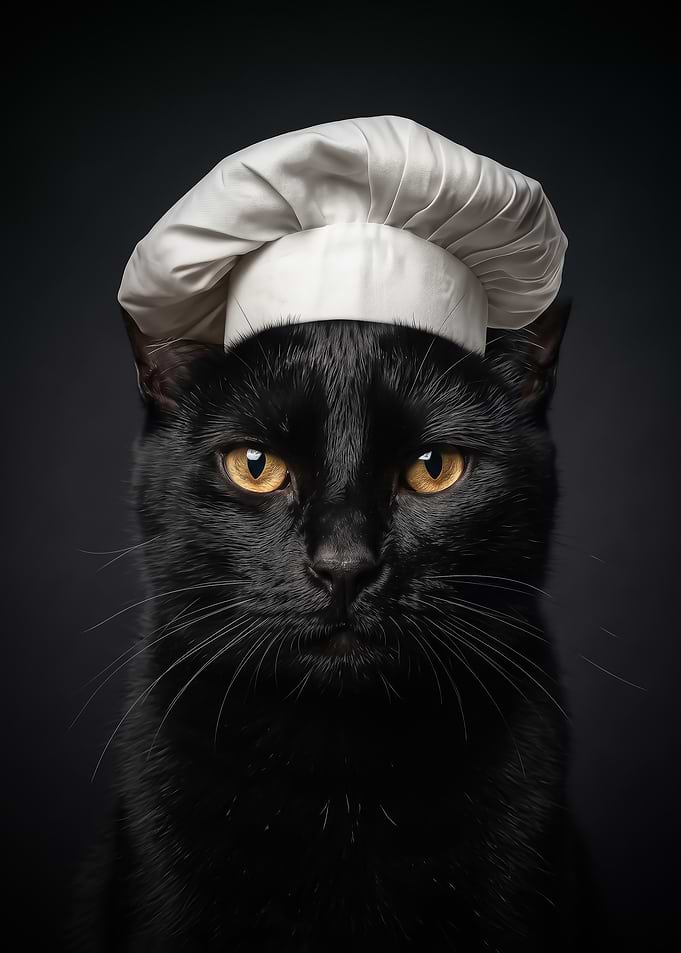 home Black Cat Wearing Chef Hat