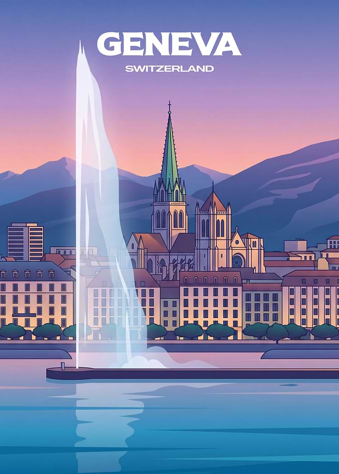 Geneva Switzerland Travel Poster