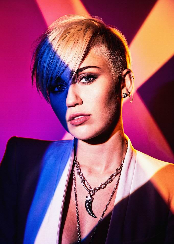 Miley Cyrus Portrait with Neon Lighting