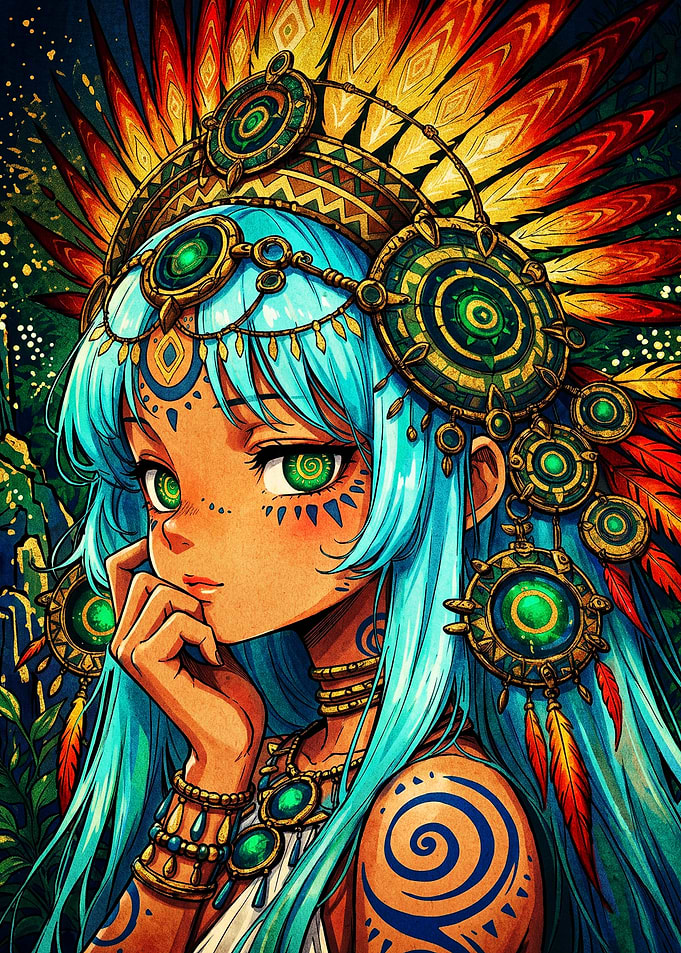 Anime Girl with Tribal Headdress