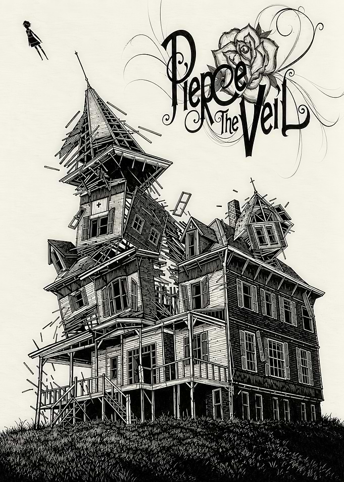 Pierce The Veil Haunted House Illustration