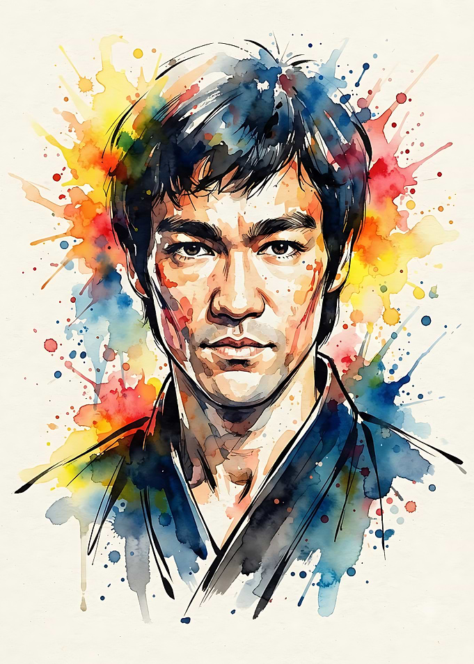 Bruce Lee Watercolor Portrait
