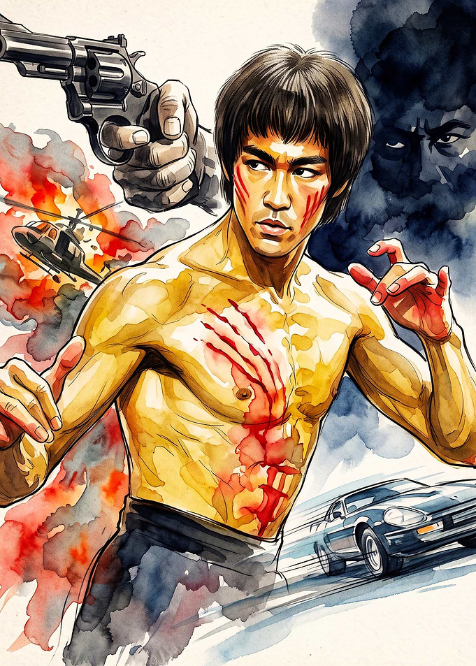 Martial Arts Hero Action Watercolor