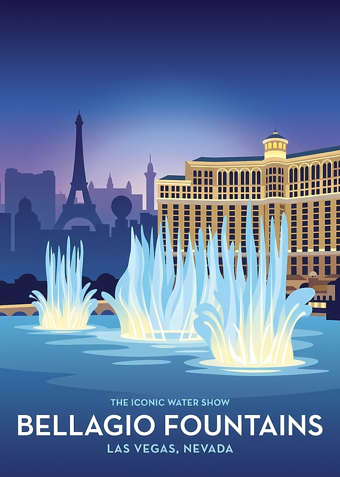 Bellagio Fountains Las Vegas Travel Poster