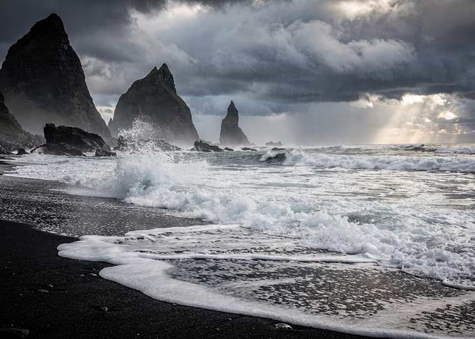 Dramatic Black Sand Beach in Iceland