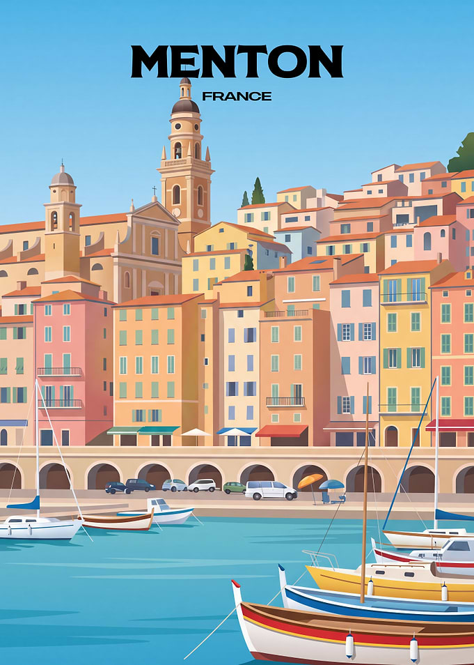 Menton France Travel Poster